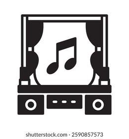 Concert glyph, mini illustration icon. use for modern concept, print, UI, UX kit, web and app development. Vector EPS 10, related to entertainment, festival, funfair and hobbies.