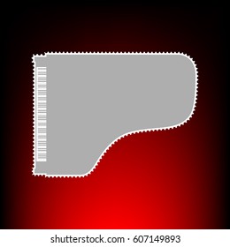 Concert grand piano sign. Postage stam or old photo style on red-black gradient background.
