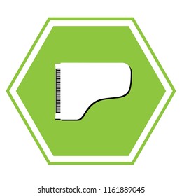 Concert grand piano sign. Vector. White icon with black shadow at yellow green honeycomb on white background.
