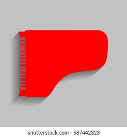 Concert grand piano sign. Vector. Red icon with soft shadow on gray background.