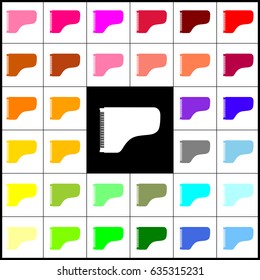 Concert grand piano sign. Vector. Felt-pen 33 colorful icons at white and black backgrounds. Colorfull.
