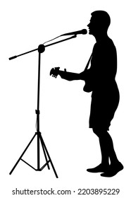 Concert of guitarist man on a white background