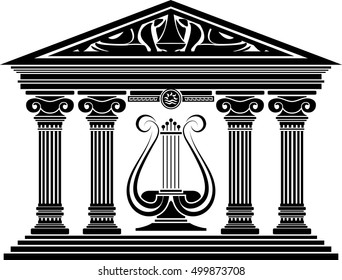 concert hall. ancient greek columns. temple. stencil. vector illustration