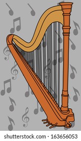 The concert harp, vector illustration 