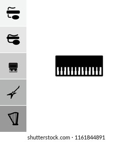 Concert icon. collection of 6 concert filled icons such as piano, pin microphone, guitar. editable concert icons for web and mobile.