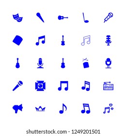 concert icon set about spotlight, theater, synthesizer and drum vector set