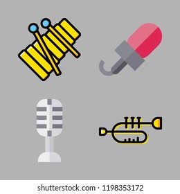 concert icon set. vector set about xylophone, microphone and trumpet icons set.