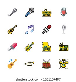 concert icon set. vector set about acoustic guitar, music, electric guitar and drum set icons set.