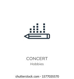 Concert icon. Thin linear concert outline icon isolated on white background from hobbies collection. Line vector sign, symbol for web and mobile