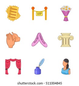 Concert icons set. Cartoon illustration of 9 concert vector icons for web