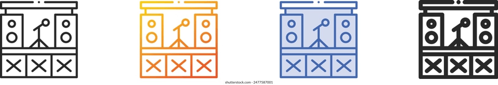 concert icon.Thin Linear, Gradient, Blue Stroke and bold Style Design Isolated On White Background