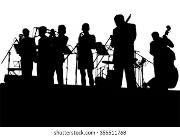 Concert of jazz music on white background