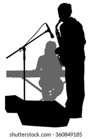 Concert of jazz music on white background