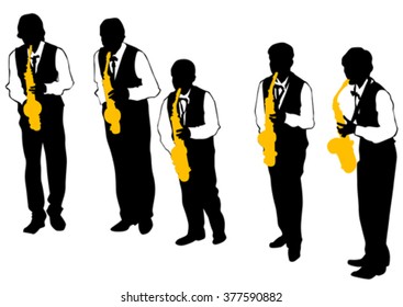 Concert of jazz music on white background