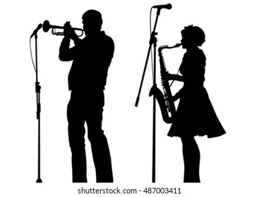 Concert of jazz music on white background