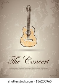 The concert label over vintage background vector illustration