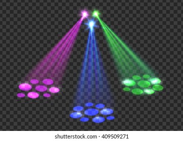 Concert light over transparent background. Vector eps 10 format.