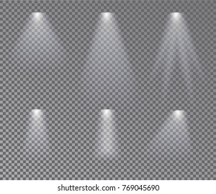 Concert lighting. Light sources vector set