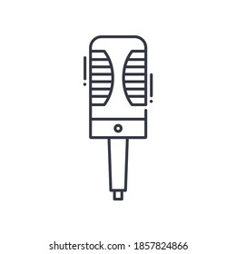 Concert microphone icon, linear isolated illustration, thin line vector, web design sign, outline concept symbol with editable stroke on white background.