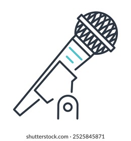 Concert microphone. Minimalistic line icon