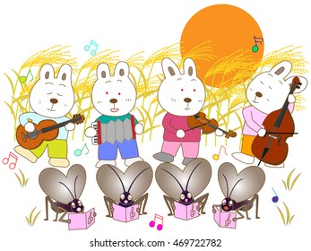 The concert of the night insects and rabbits of the full moon.