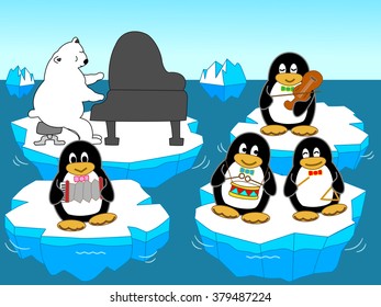 Concert of a penguin and the white bear