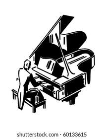 Concert Pianist - Retro Clip Art