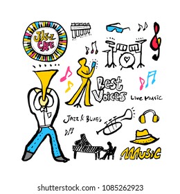 
concert poster / Sketchy music illustration - vector