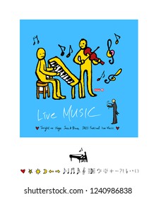 concert poster / Sketchy music illustration - vector