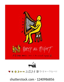 concert poster / Sketchy music illustration - vector