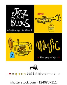 concert poster / Sketchy music illustration - vector