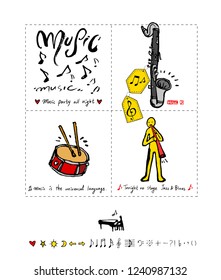 concert poster / Sketchy music illustration - vector