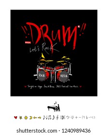 concert poster / Sketchy music illustration - vector