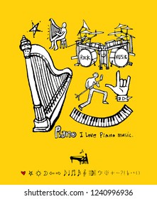 concert poster / Sketchy music illustration - vector