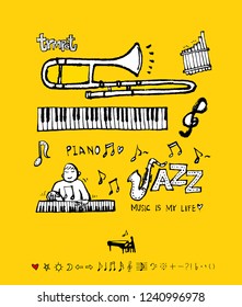 concert poster / Sketchy music illustration - vector