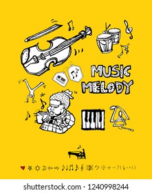 concert poster / Sketchy music illustration - vector
