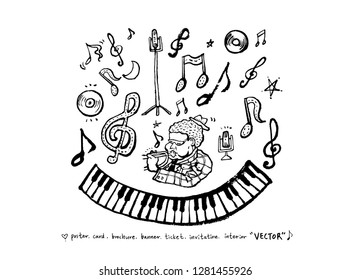 concert poster / Sketchy music illustration - vector