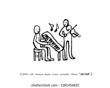 concert poster / Sketchy music illustration - vector
