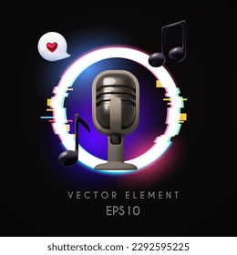 Concert retro vocal microphone. Music, sound, sing and radio design elenemt. Music icon