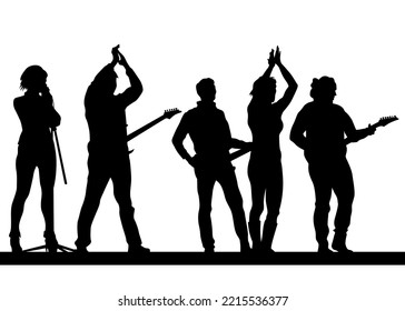 Concert of rock band on a white background