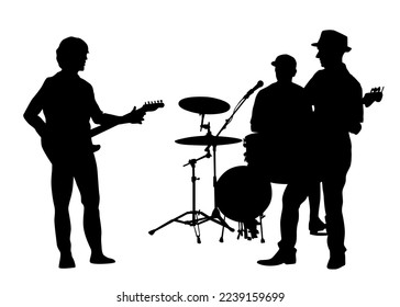 Concert of rock band on a white background