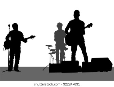 Concert of rock band on a white background