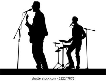 Concert of rock band on a white background