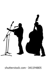 Concert of rock band on a white background