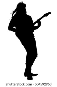 Concert of rock band on a white background