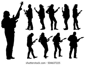 Concert of rock band on a white background