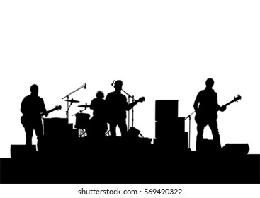 Concert of rock band on a white background
