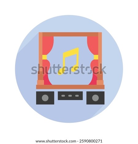 Concert rounded color, mini illustration icon. use for modern concept, print, UI, UX kit, web and app development. Vector EPS 10, related to entertainment, festival, funfair and hobbies.