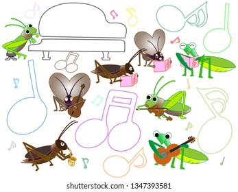 A concert with songs and instruments of insects.