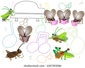 A concert with songs and instruments of insects.